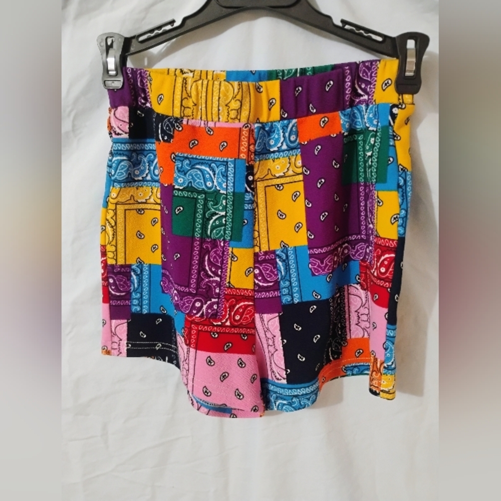 Vibrant High Waist Patchwork Shorts
